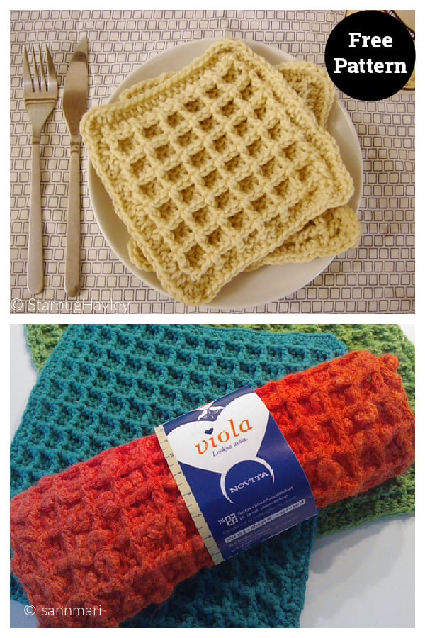 Waffle Dishcloth Free Crochet Pattern