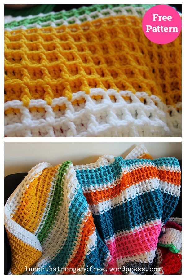 Waffle Stitch Blanket Free Crochet Pattern