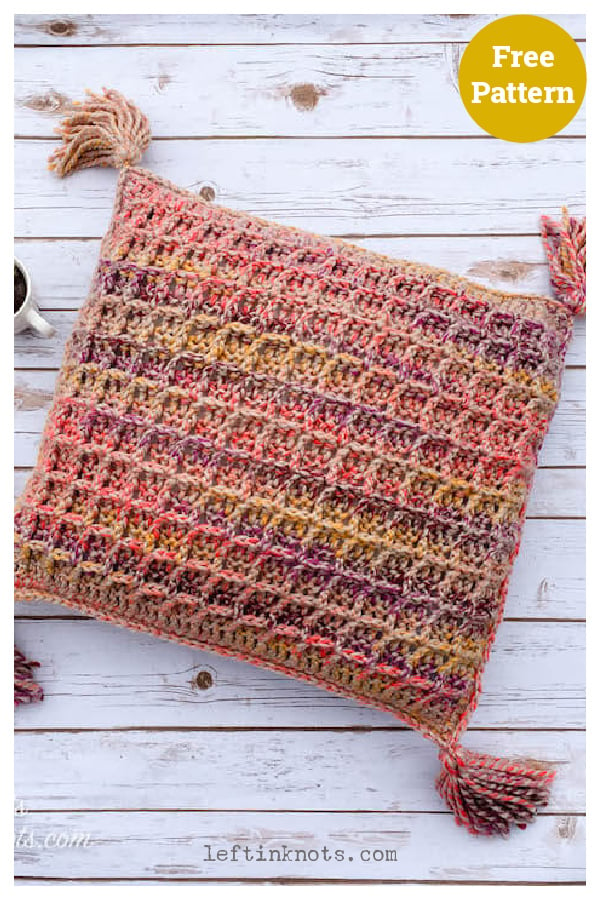 Waffle Stitch Throw Pillow Free Crochet Pattern 