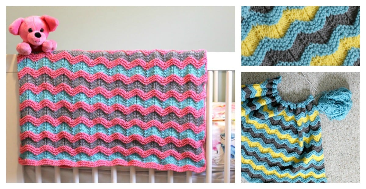 Classic Ripple Baby Afghan Blanket Free Knitting Pattern