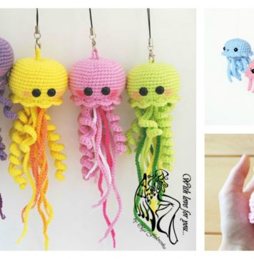 Happy Jellyfish Amigurumi Keychain Free Crochet Pattern