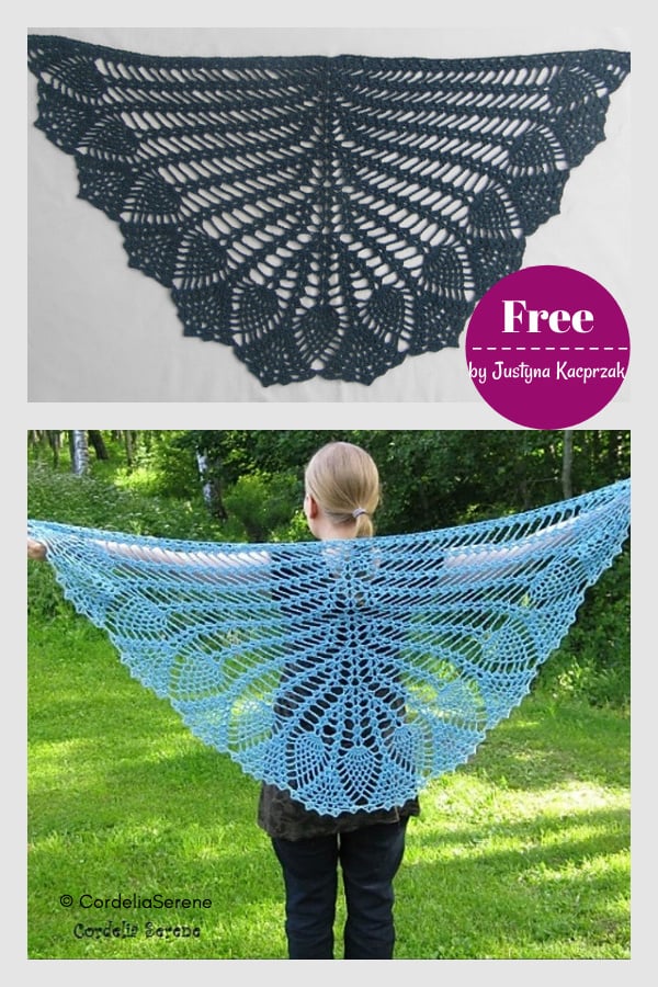Pineapple Peacock Shawl Free Crochet Pattern