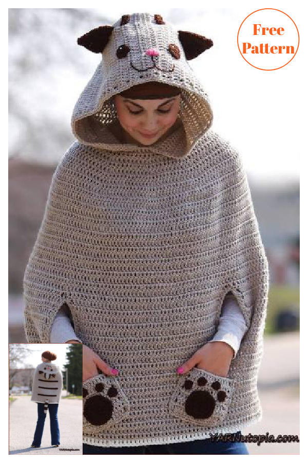 Kitty Cat Poncho Free Crochet Pattern and Video Tutorial