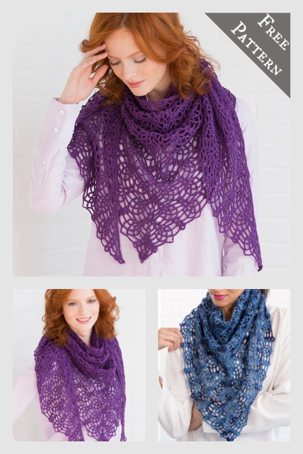 Lacy Pineapple Shawl Free Crochet Pattern