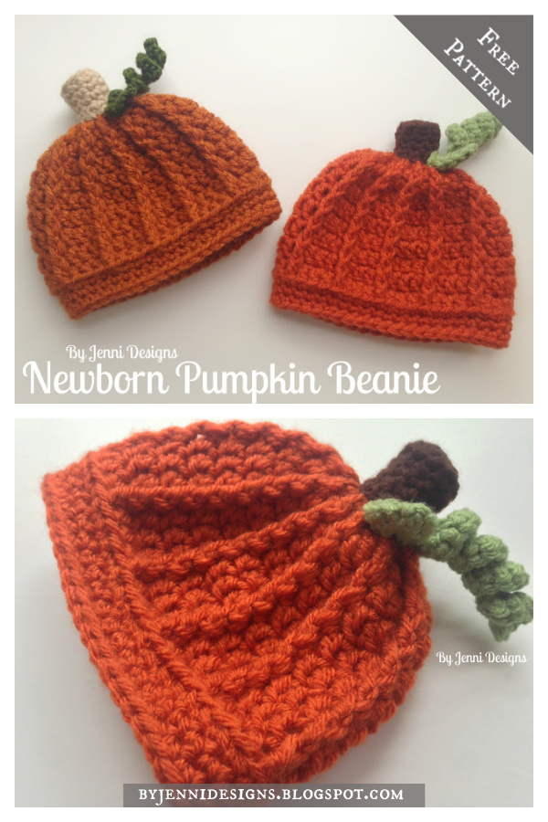 Newborn Pumpkin Beanie Hat Free Crochet Pattern