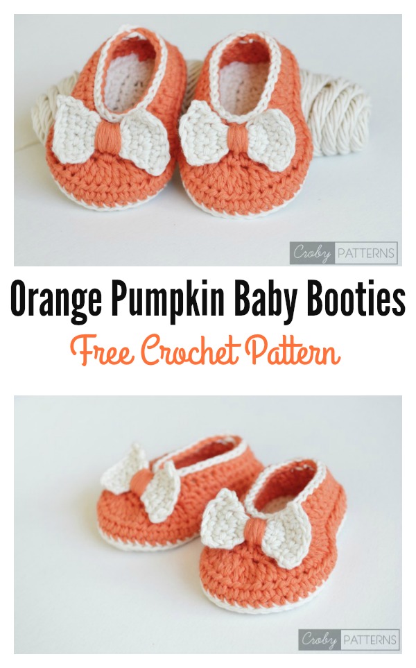 Orange Pumpkin Baby Booties Free Crochet Pattern