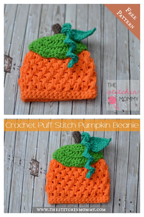 Puff Stitch Pumpkin Beanie Free Crochet Pattern