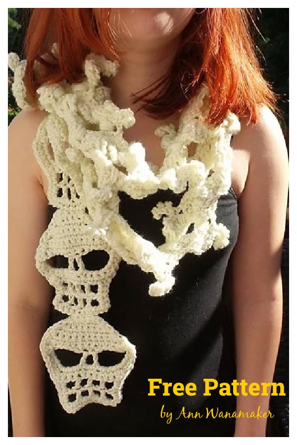 Vertebra Skull Scarf Free Crochet Pattern 