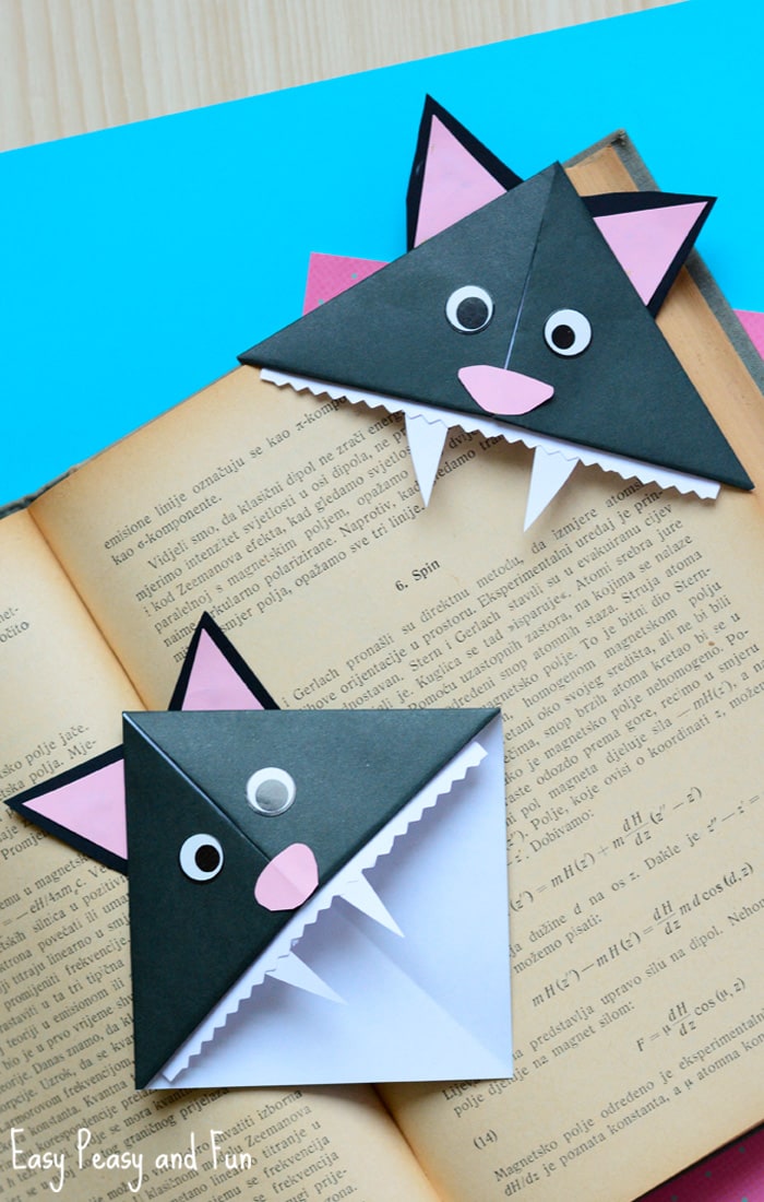 Halloween Origami Cat Corner Bookmarks Paper Crafts for Kids