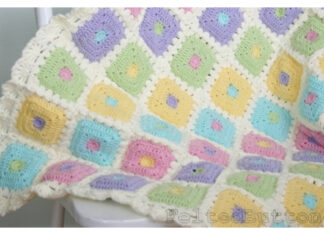 Colorful Puffy Patch Baby Blanket Crochet Pattern