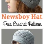 Cross-Over Long DC Newsboy Hat Free Crochet Pattern