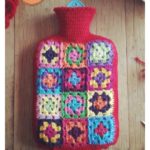 Granny Square Hot Water Bottle Cover Free Crochet Pattern