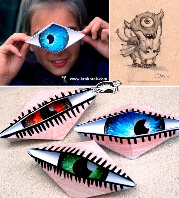 Halloween Blinking Origami Eye Paper Crafts for Kids