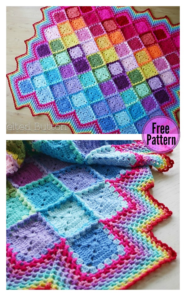 Happy Harlequin Blanket Free Crochet Pattern