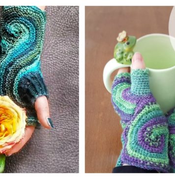 Pieces of Eight Fingerless Gloves Free Knitting and Crochet Pattern