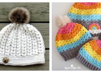 V Puff Stitch Hat Crochet Patterns