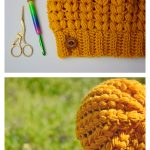 V Puff Stitch Slouch Beanie Crochet Pattern