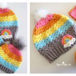 V-Shaped Puff Stitch Hat Crochet Pattern and Video Tutorial