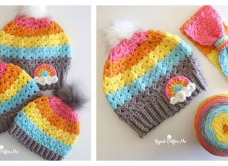 V-Shaped Puff Stitch Hat Crochet Pattern and Video Tutorial