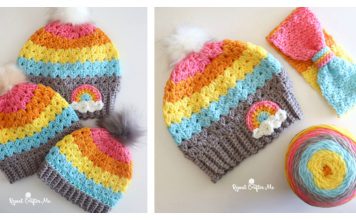 V-Shaped Puff Stitch Hat Crochet Pattern and Video Tutorial