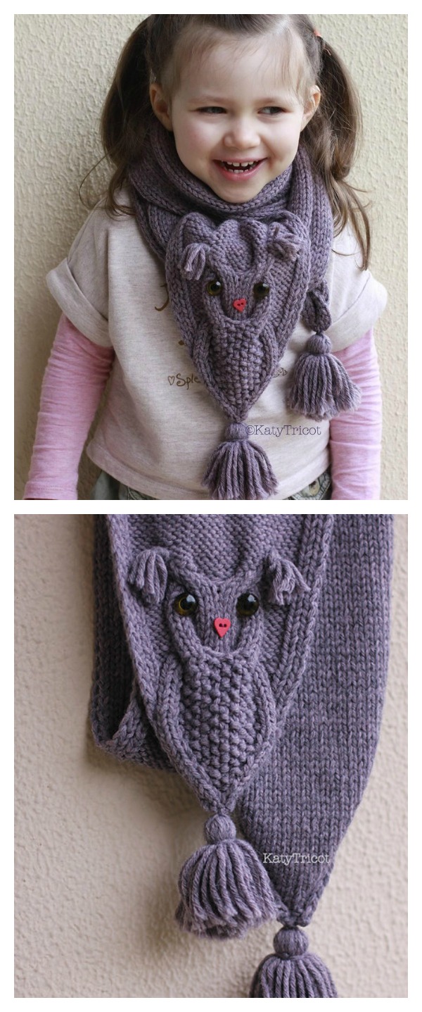 Adorable Owl Scarf Knitting Pattern 