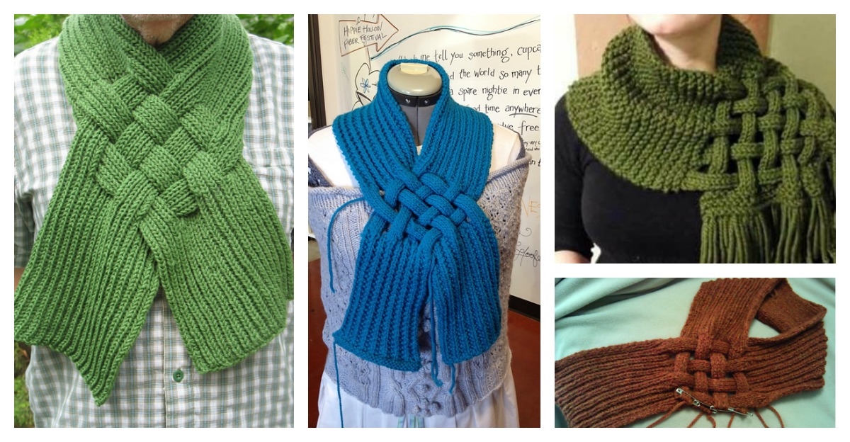 Beautiful Celtic Knot Looped Scarf Free Knitting Pattern