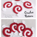 Christmas Peppermint Candy Pinwheel Coaster Crochet Pattern