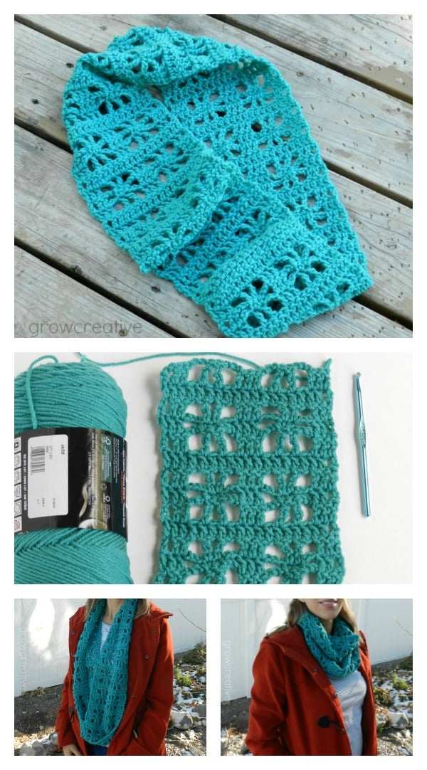 Cube Lace Infinity Scarf Free Crochet Pattern