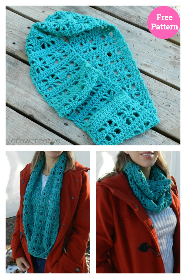 Cube Lace Infinity Scarf Free Crochet Pattern 