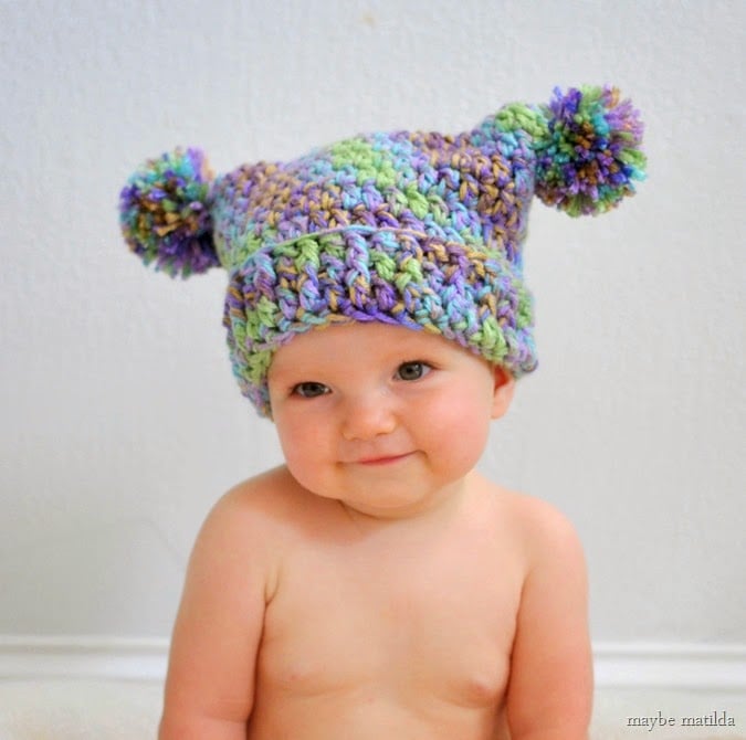 Adorable Pompom Hat Free Crochet Pattern