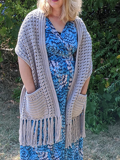 Delicate Pocket Shawl Free Crochet Pattern