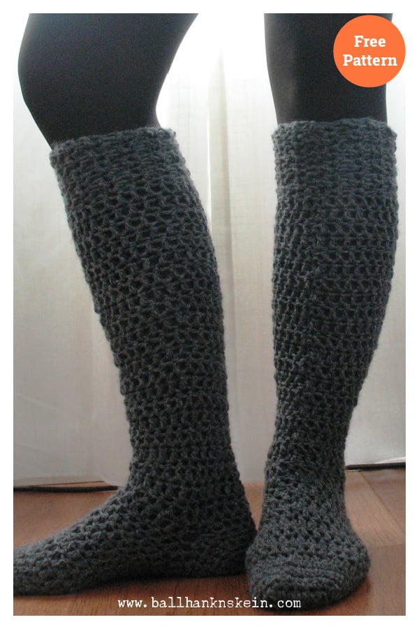 Knee-High Boot Socks Free Crochet Pattern