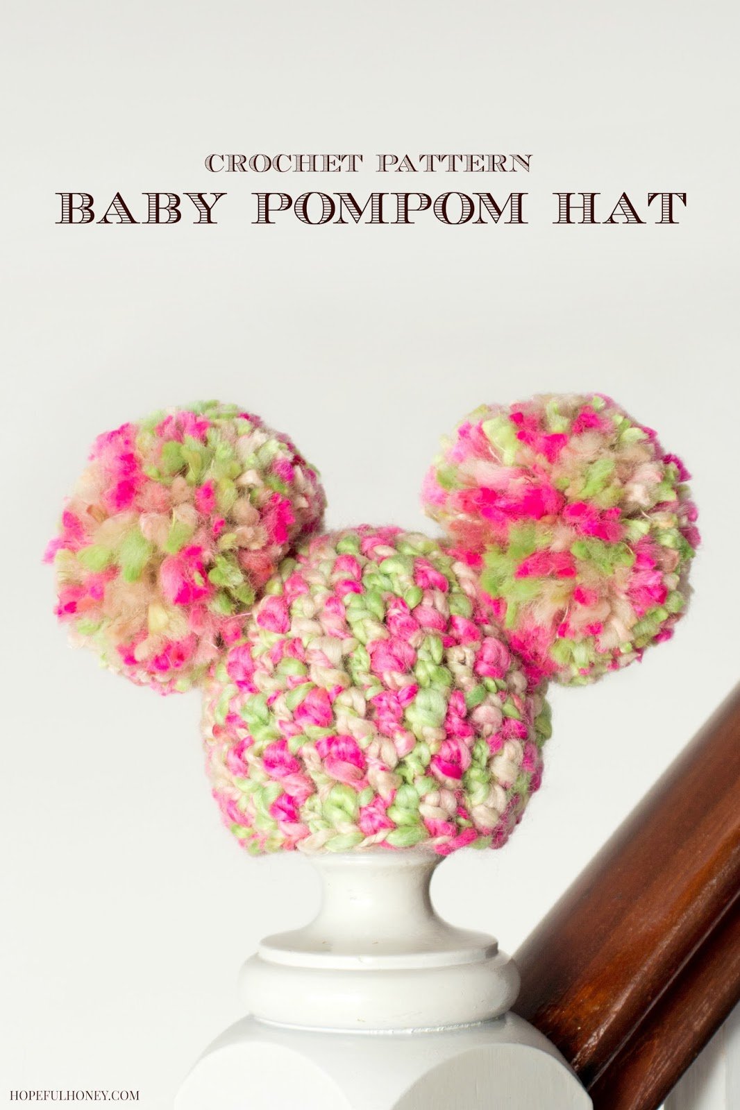 Newborn Spring Blossom Pom Pom Hat Free Crochet Pattern