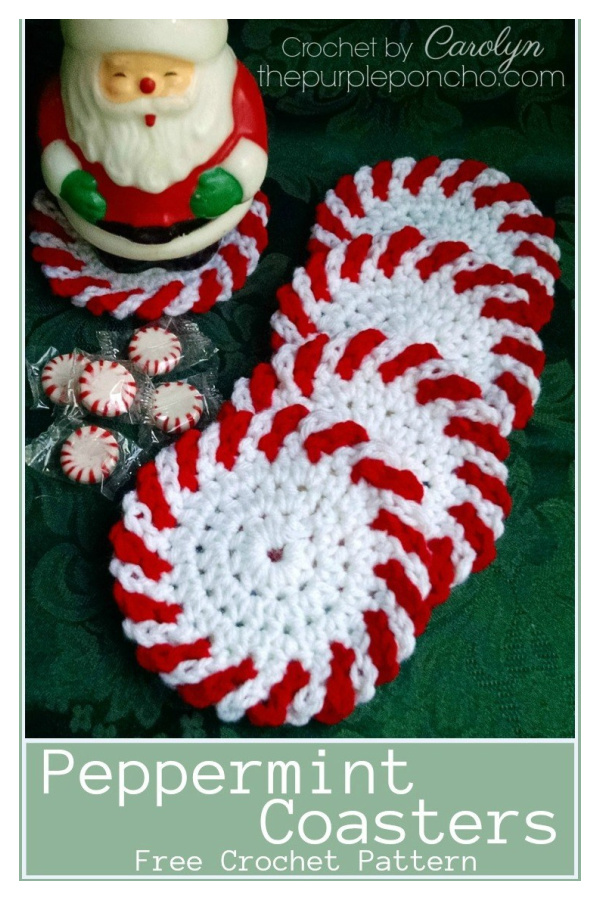Peppermint Coaster Free Crochet Pattern