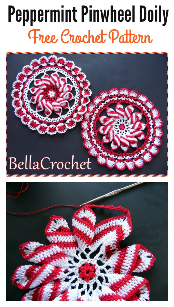 Peppermint Pinwheel Doily Free Crochet Pattern 
