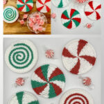 Peppermint Swirl Coaster Set Free Crochet Pattern and Video Tutorial