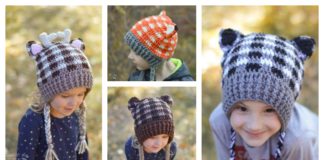 Plaid Woodland Animal Hats Free Crochet Pattern
