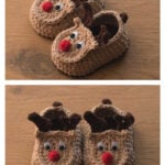 Reindeer Baby Booties Free Crochet Pattern and Video Tutorial