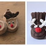 Reindeer Baby Booties Free Crochet Pattern and Video Tutorial