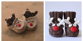 Reindeer Baby Booties Free Crochet Pattern and Video Tutorial