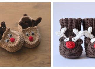 Reindeer Baby Booties Free Crochet Pattern and Video Tutorial
