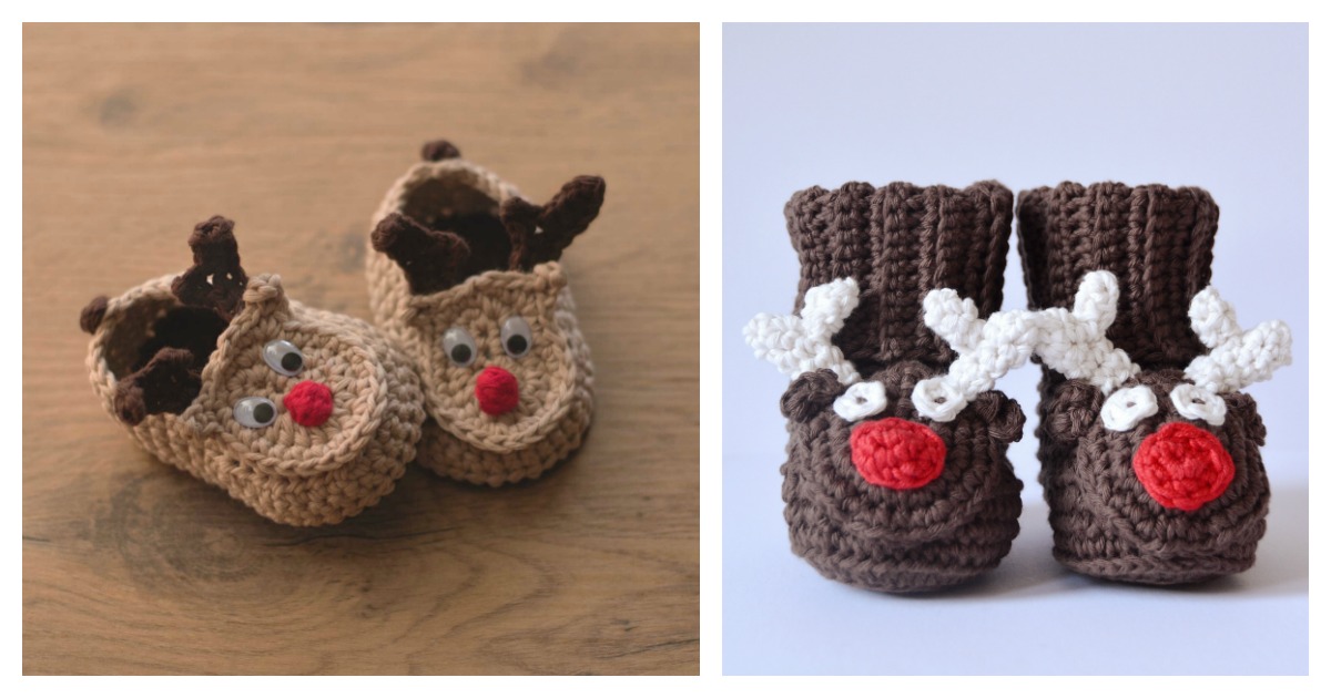 reindeer baby booties