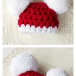 Santa Claus Double Pom Pom Baby Hat Free Crochet Pattern