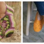 Sweet Granny Square Slippers Free Crochet Pattern