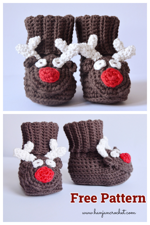The Reindeer Christmas Boots Free Crochet Pattern