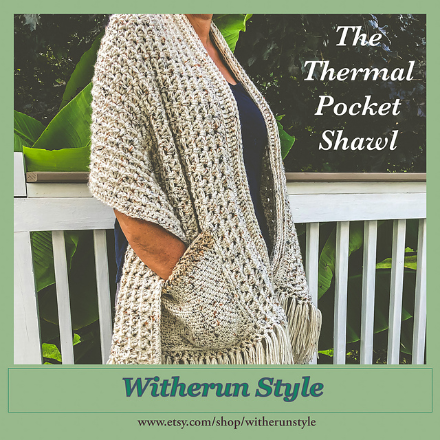 Thermal Pocket Shawl Free Crochet Pattern