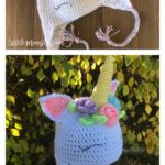 Unicorn Hat with Flowers Free Crochet Pattern