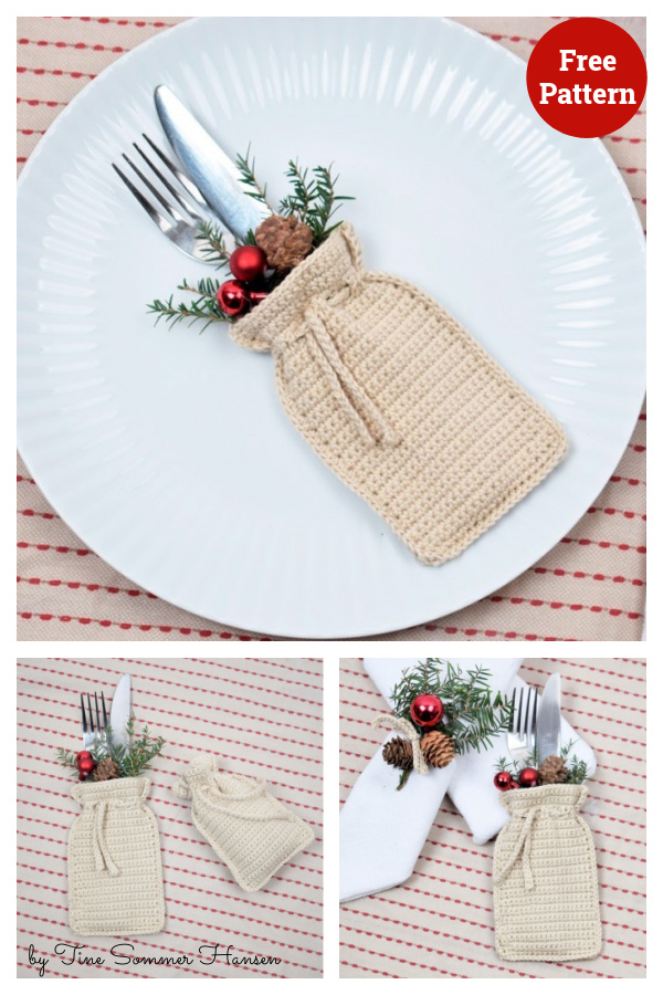 Christmas Cutlery Pouch Free Crochet Pattern