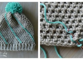 Easy Crochet Diagonal Hatch Slouchy Hat Free Pattern