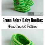 Green Zebra Baby Booties Free Crochet Pattern